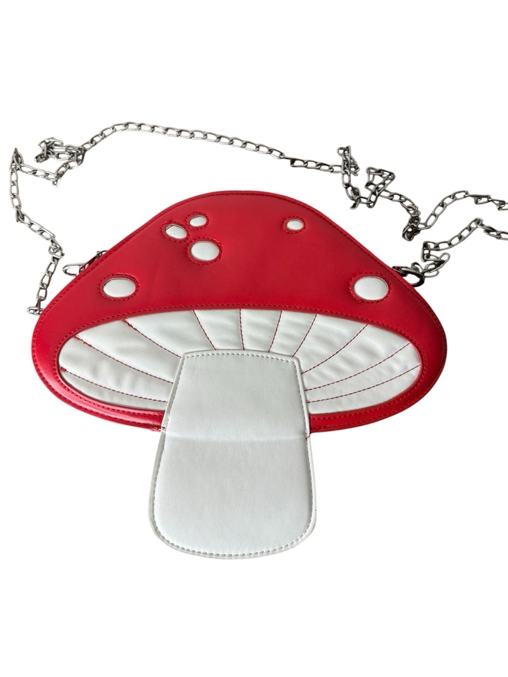 Faux Leather Mushroom Crossbody Bag Chain Strap Toadstool Red White Shroom